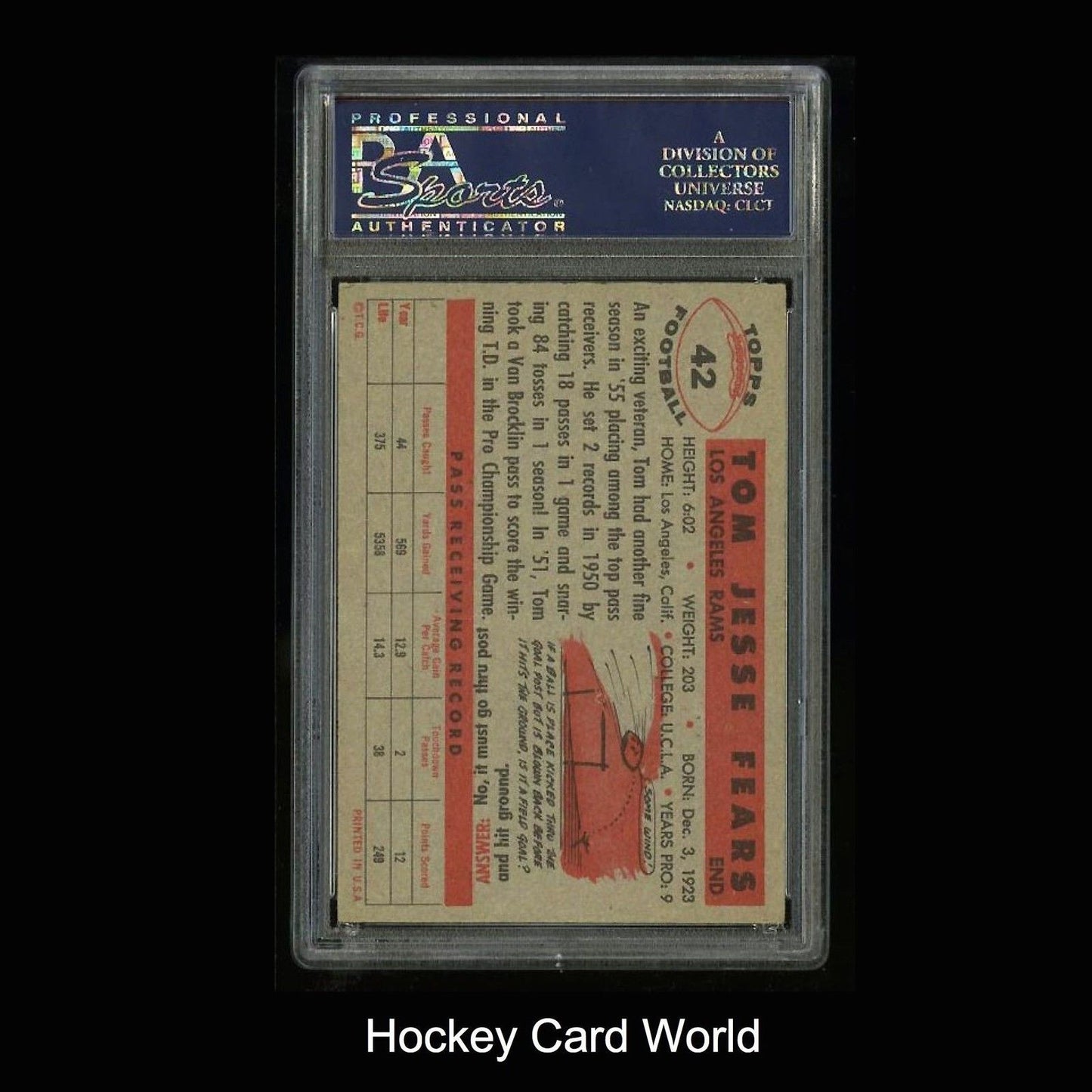 1956 Topps #42 TOM FEARS PSA 5 EX - Vintage NFL