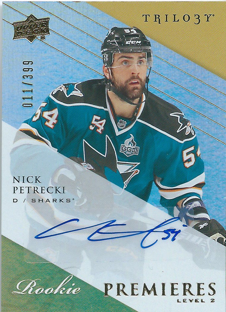 2013-14 Upper Deck Trilogy Premiers NICK PETRECKI 11/399 Auto RC 02492 Image 1