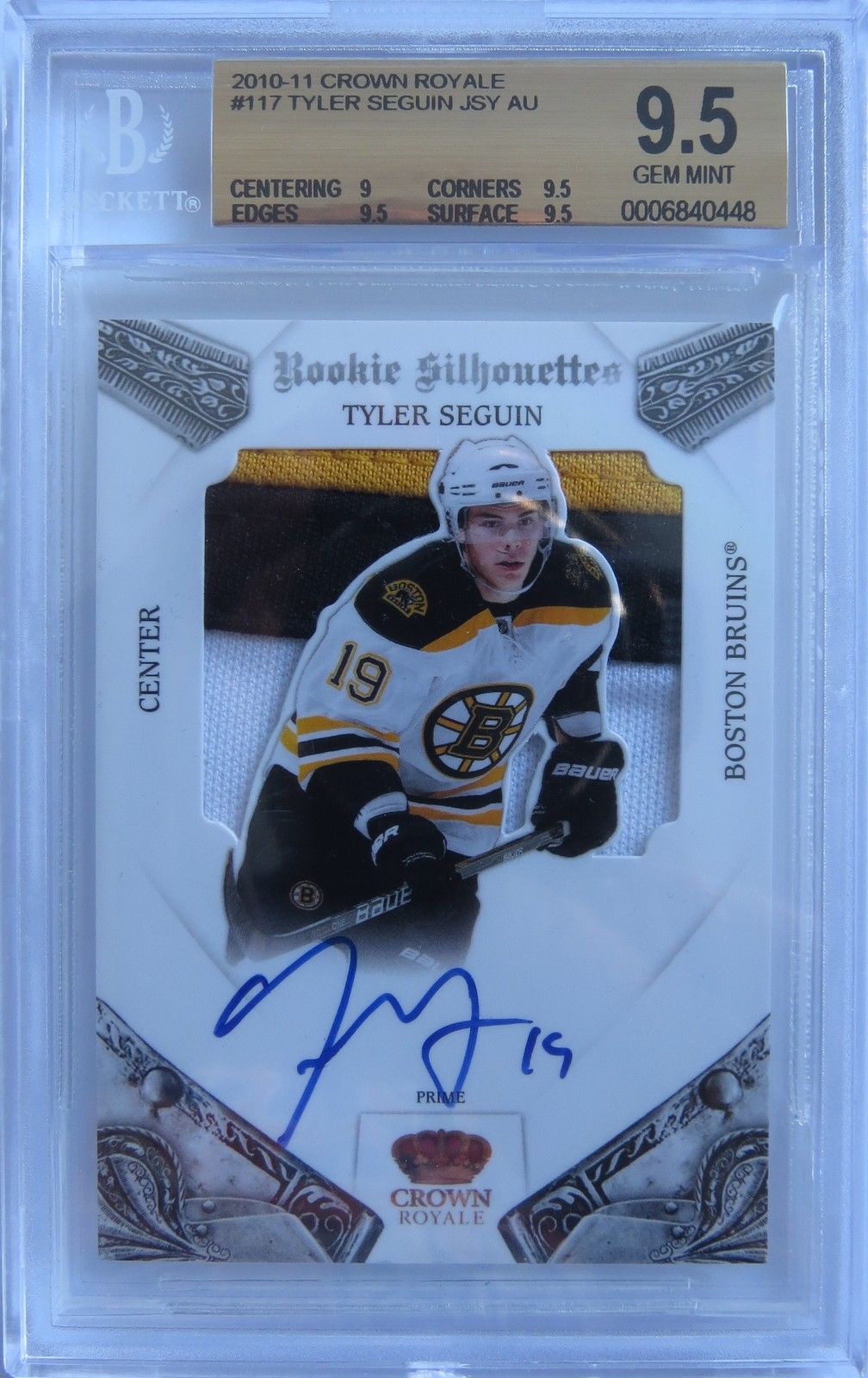 2010-11 Crown Royale TYLER SEGUIN Jersey Auto RC BGS 9.5 21/99 Silhouettes Image 1
