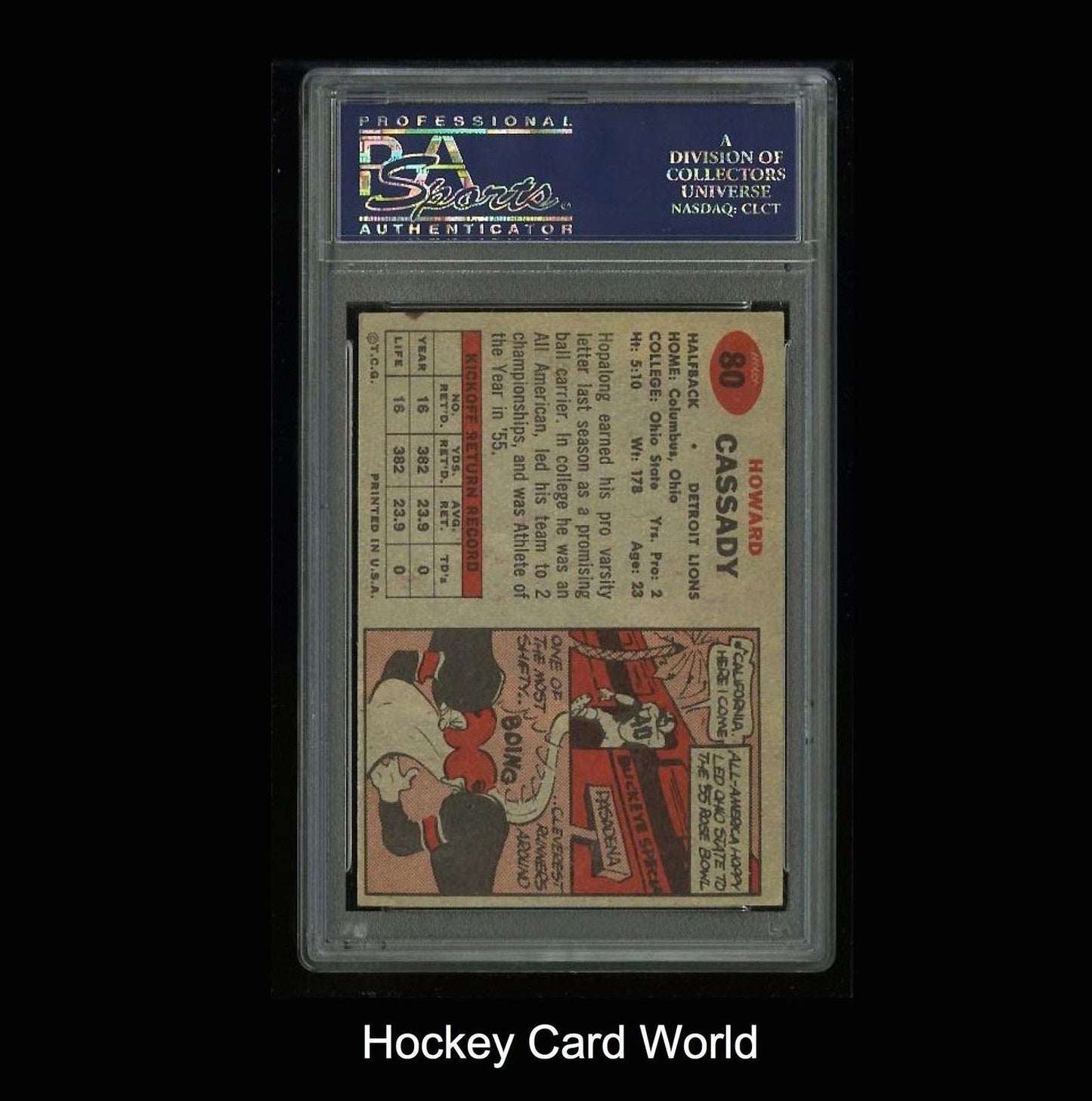 1957 Topps #80 HOWARD CASSADY Rookie PSA 6 MT RC - Vintage NFL