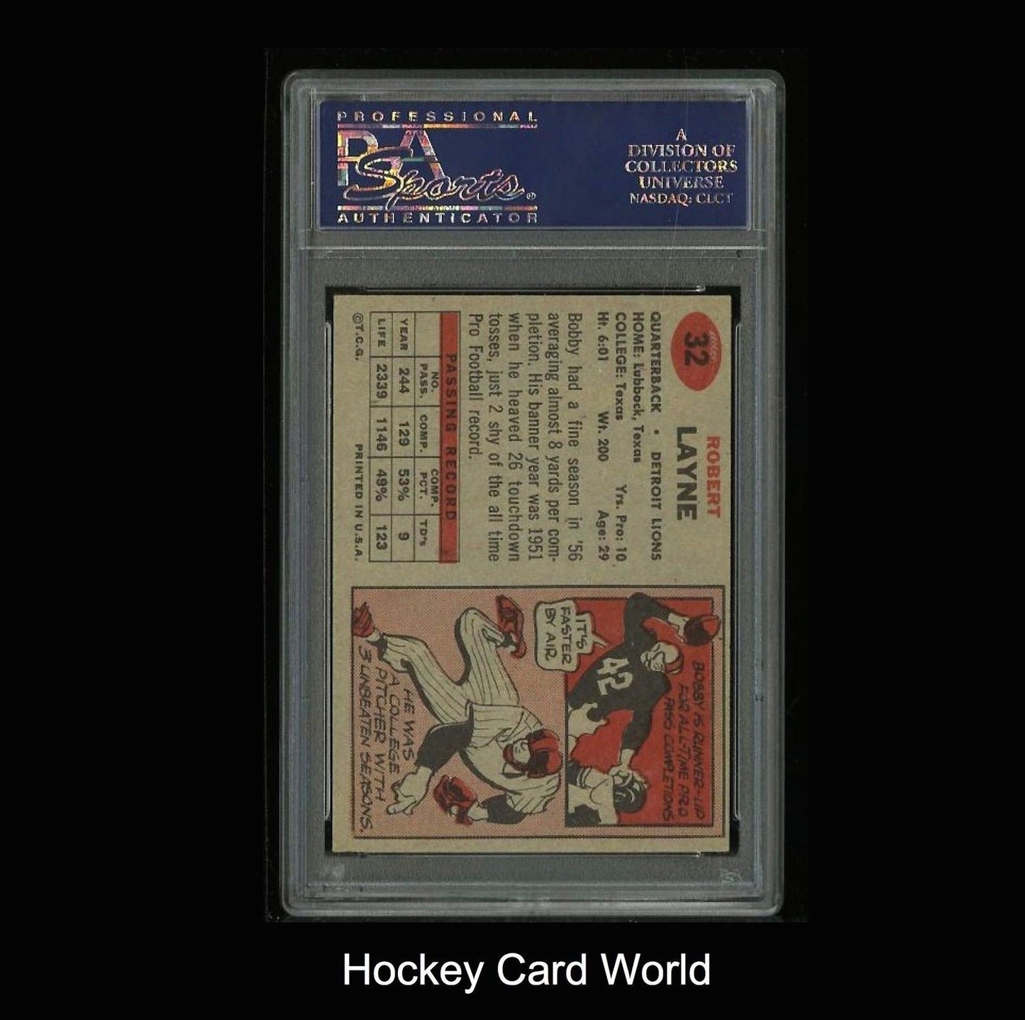 1957 Topps #32 BOBBY LAYNE PSA 6 MT - Vintage NFL