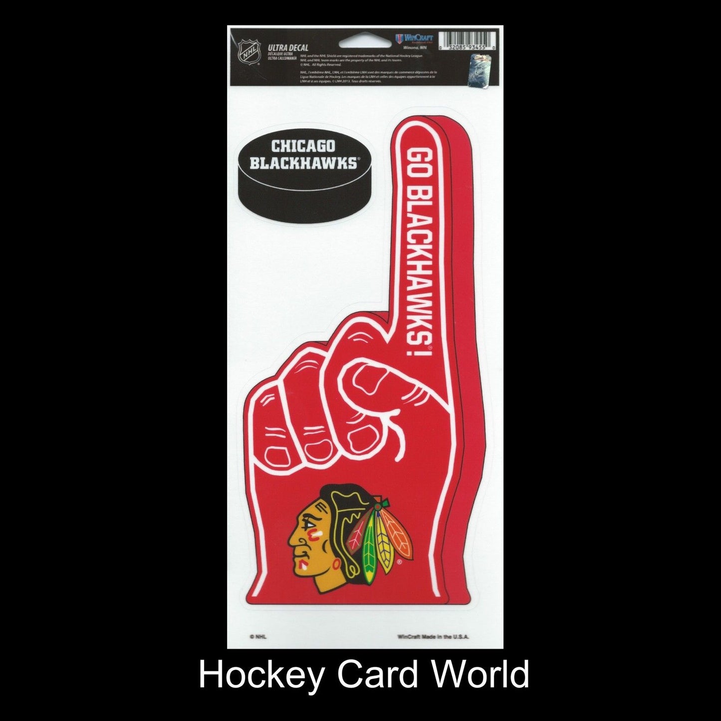 Chicago Blackhawks Multi-Use Decal/Sticker 2 Pack Finger/Puck NHL 4"x 9" Image 1