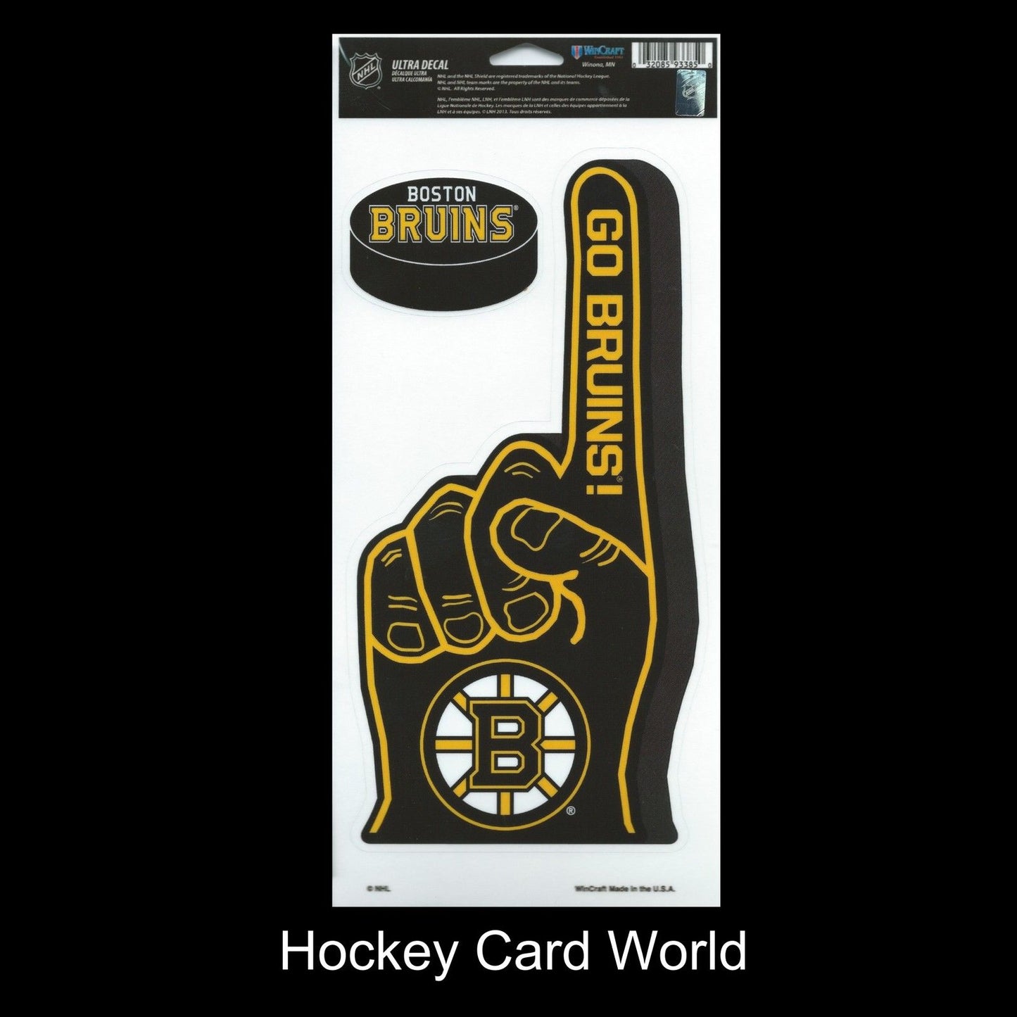 Boston Bruins Multi-Use Decal/Sticker 2 Pack Finger/Puck NHL 4"x 9" Image 1