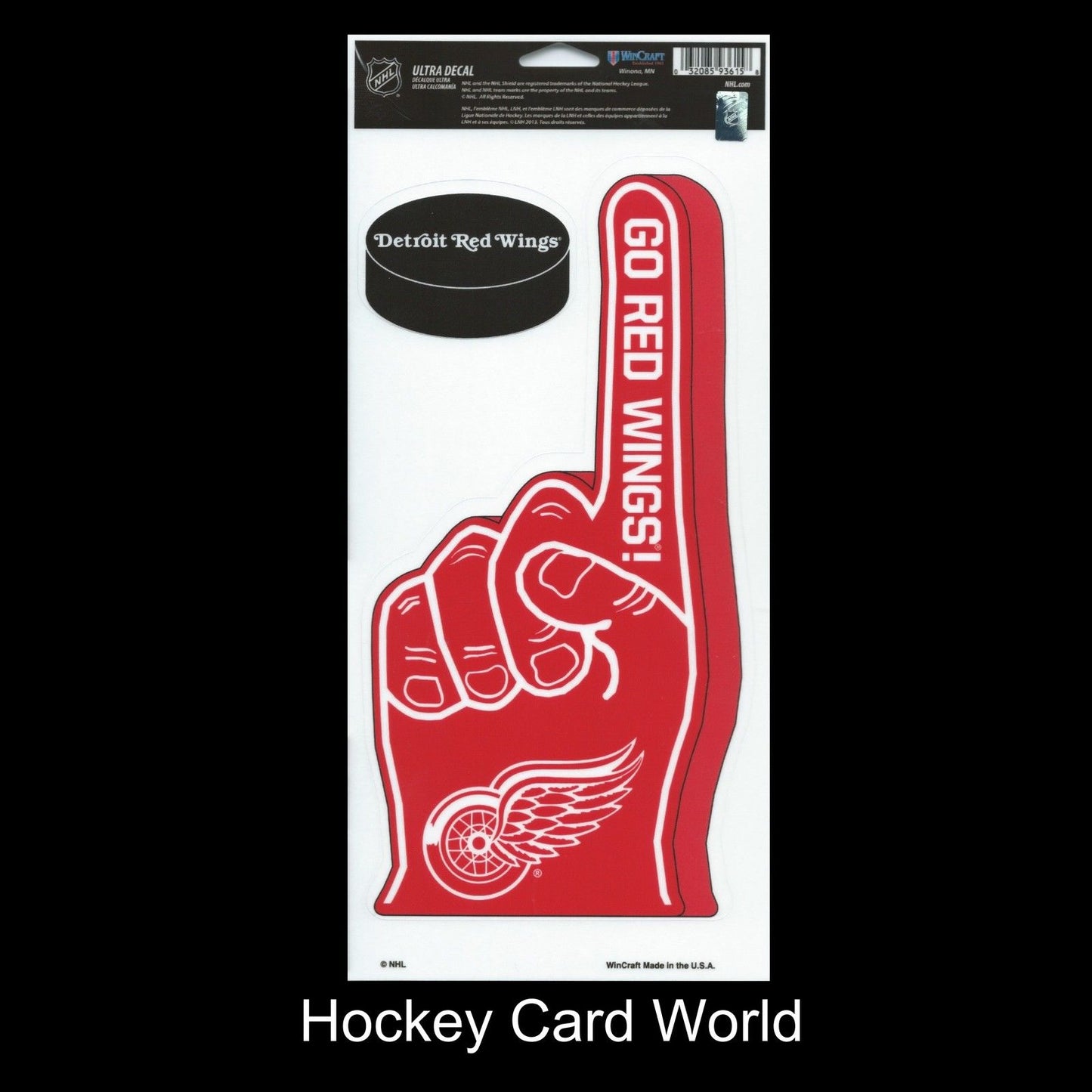 Detroit Red Wings Multi-Use Decal/Sticker 2 Pack Finger/Puck NHL 4"x 9" Image 1