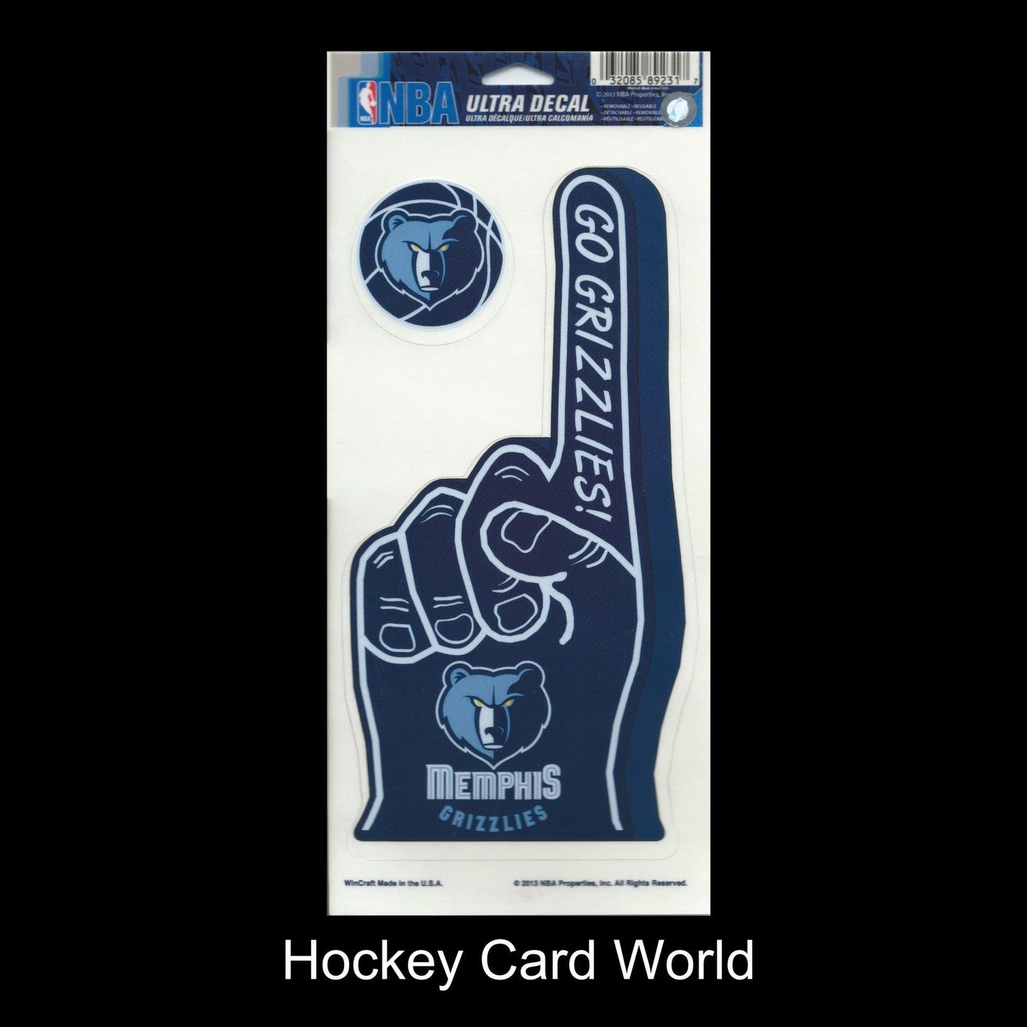 Memphis Grizzlies Multi-Use Decal/Sticker 2 Pack Finger/Ball NBA 4"x 9" Image 1