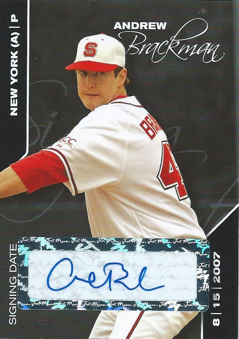 2008 Just Minors Autographs Black ANDREW BRACKMAN 22/25 Auto Oakland 01516 Image 1