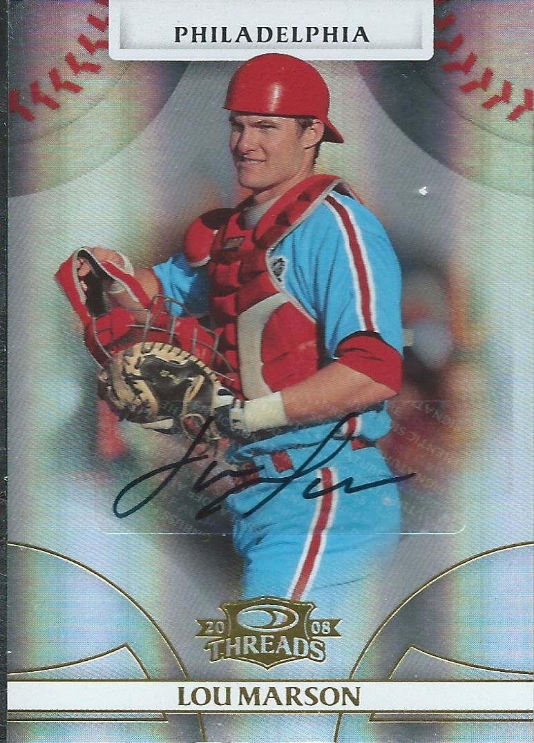 2008 Donruss Threads Gold LOU MARSON 308/725 Auto Signatures 01513 Image 1