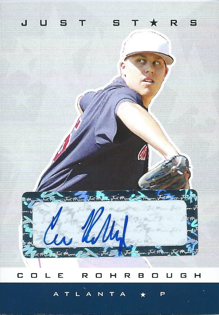 2007 Just Stars Autographs COLE ROHRBOUGH 92/100 Auto Atlanta Image 1