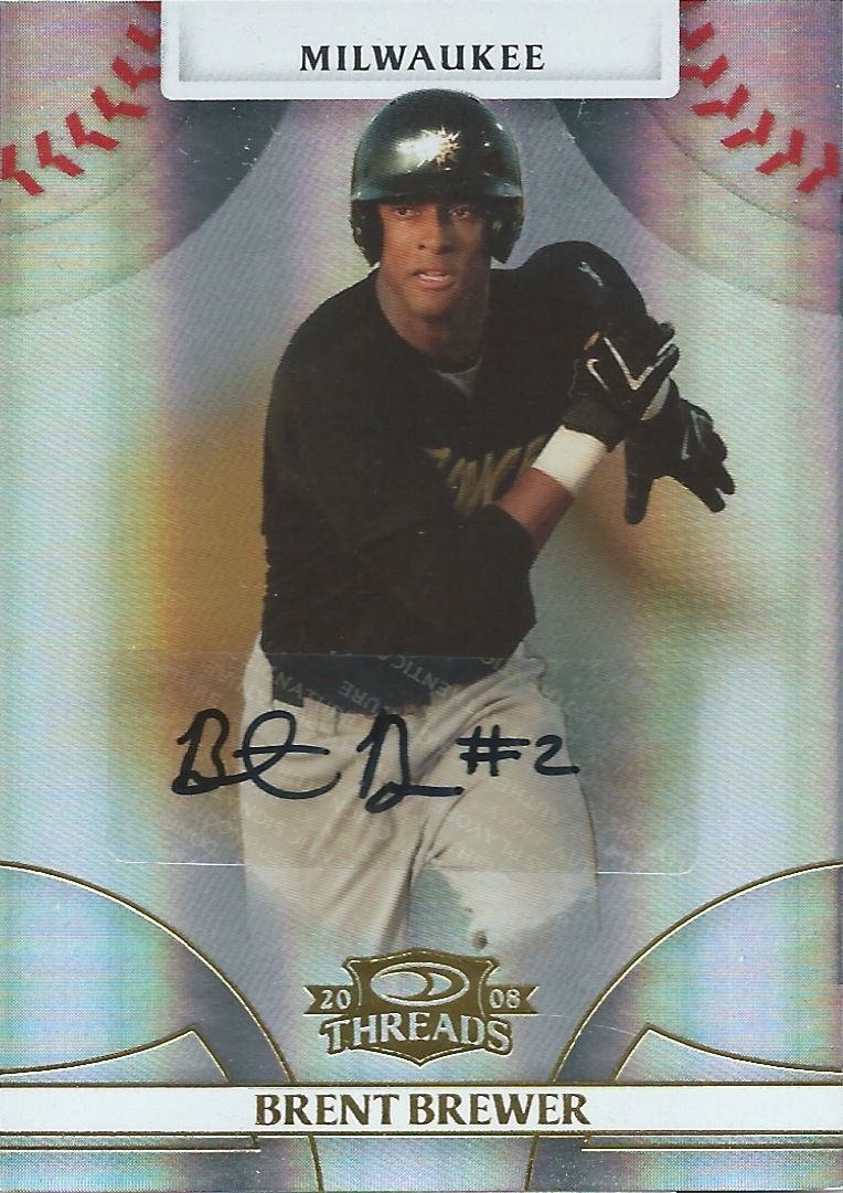 2008 Donruss Threads Gold BRENT BREWER 348/470 Auto Signatures 01494 Image 1