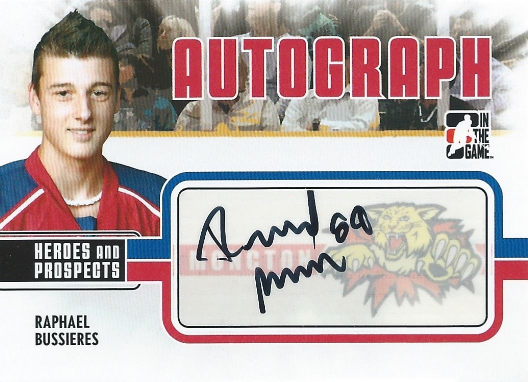 2009-10 ITG Heroes and Prospects RAPHAEL BUSSIERES Autographs 00544 Image 1