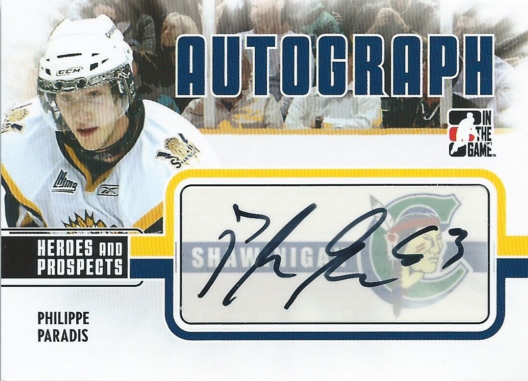 2009-10 ITG Heroes and Prospects PHILIPPE PARADIS Autographs 00542 Image 1