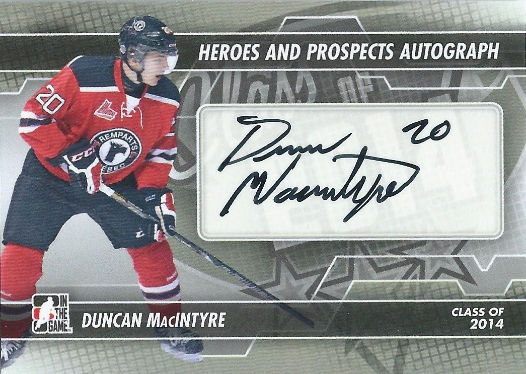 2013-14 ITG Heroes and Prospects DUNCAN MacINTYRE Autograph Auto 00439 Image 1
