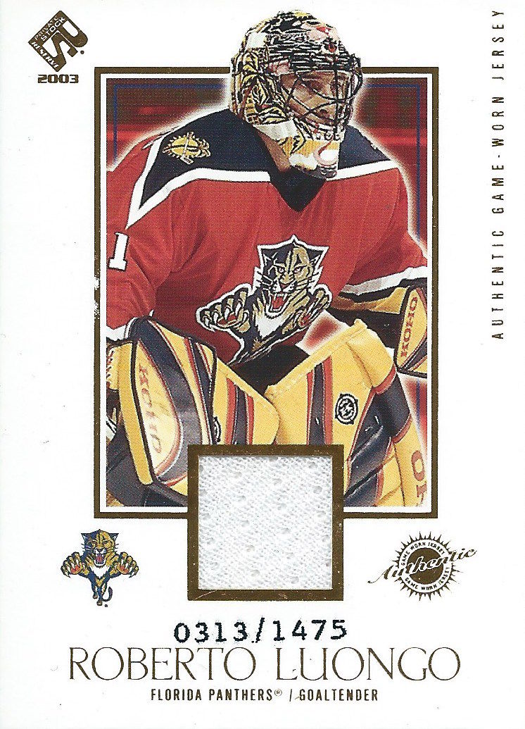 2002-03 Private Stock Reserve ROBERTO LUONGO 313/1475 Jersey NHL 01982 Image 1