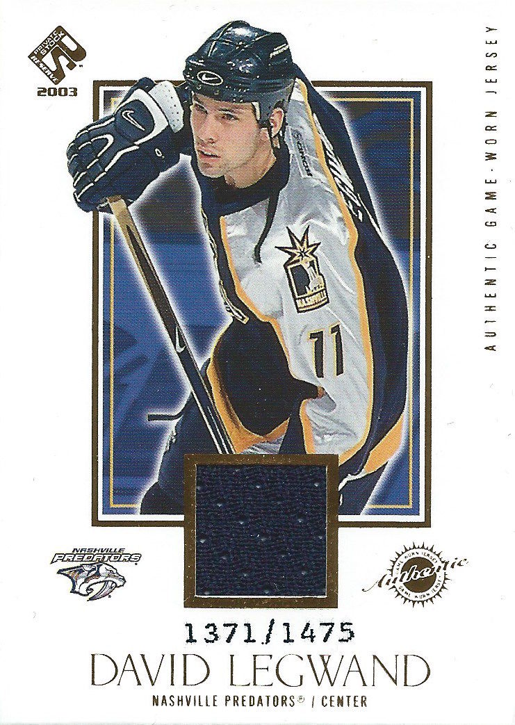 2002-03 Private Stock Reserve DAVID LGWAND 1371/1475 Jersey NHL 01983 Image 1