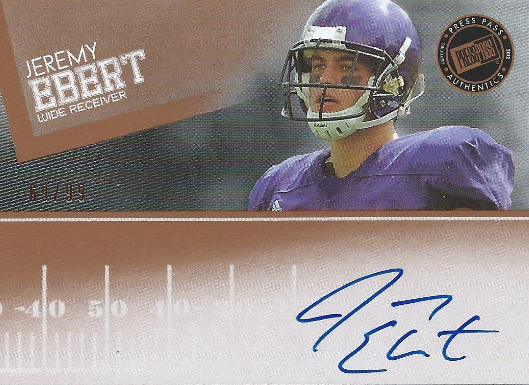 2012 Press Pass Autographs Bronze JEREMY EBERT 69/99 Auto NFL 01051 Image 1