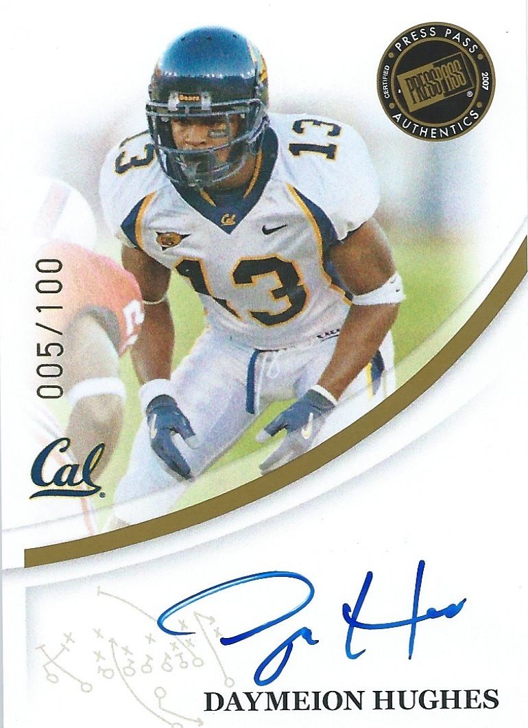 2007 Press Pass Auto Gold $20 DAYMEION HUGHES 5/100 Autograph 01052 Image 1