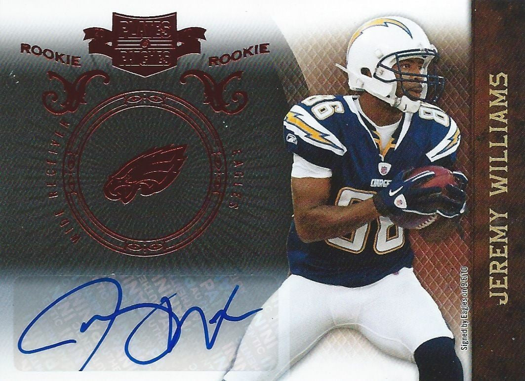 2010 Panini Plates & Patches JEREMY WILLIAMS Auto RC 178/349 Panini 01027