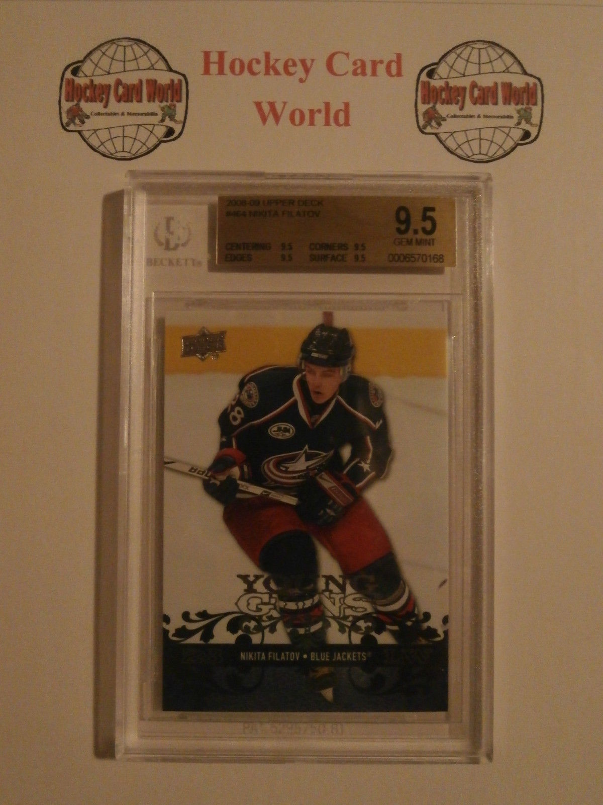 2008-09 Upper Deck Young Guns NIKITA FILATOV RC BGS 9.5 Blue Jackets Image 1