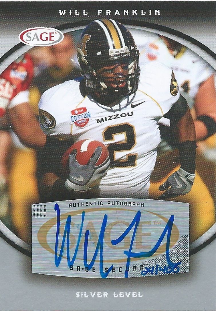 2008 Sage Autographs Silver WILL FRANKLIN 241/400 Auto NFL Signature 01083 Image 1