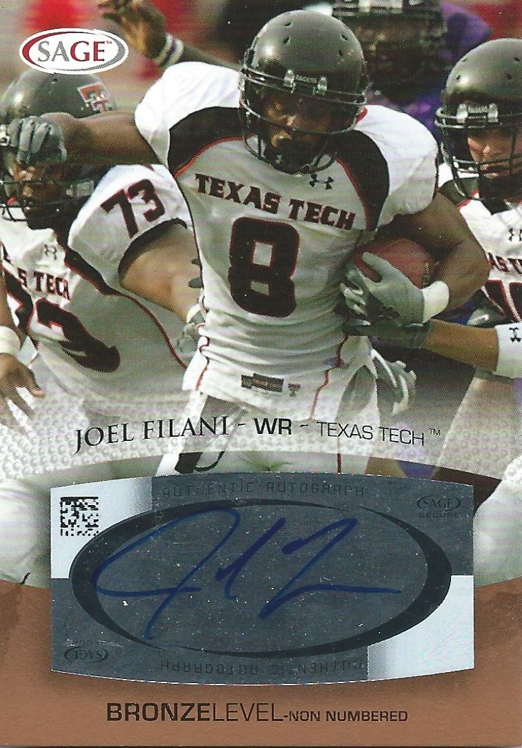 2007 Sage Autographs Bronze JOEL FILANI Auto Autograph NFL Signature 01084 Image 1