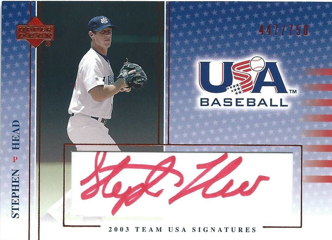 2003 USA Baseball National Team Red STEPHEN HEAD 447/750 Auto 01266