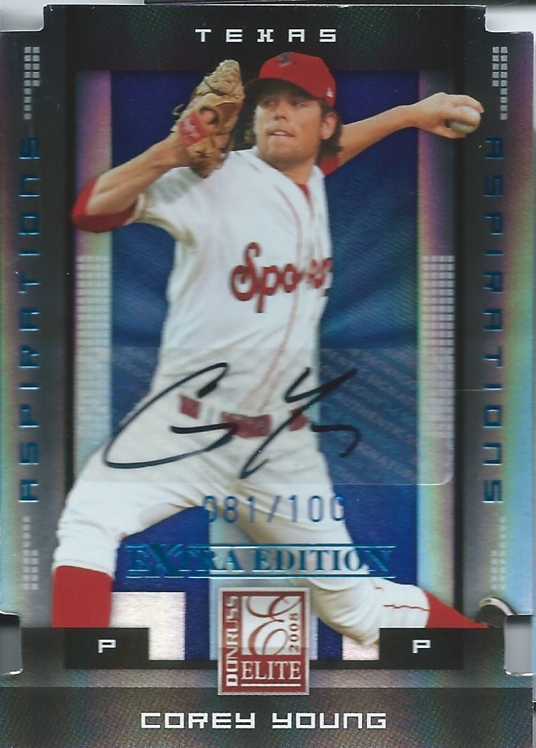 2008 Donruss Elite Extra Edition Aspirations COREY YOUNG 81/100 Auto 01330 Image 1