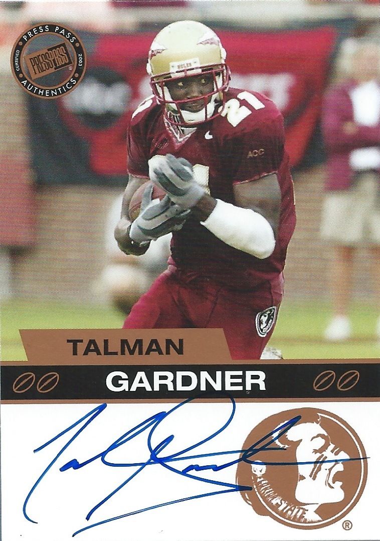2003 Press Pass Autographs Bronze TALMAN GARDNER Auto NFL Signatures 01081 Image 1