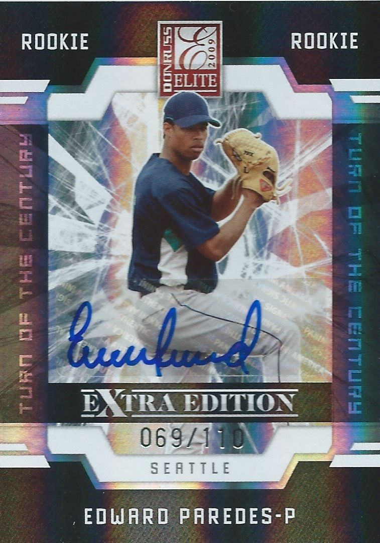 2009 Donruss Elite Extra Edition EDWARD PAREDES #/110 Auto Turn of 01407