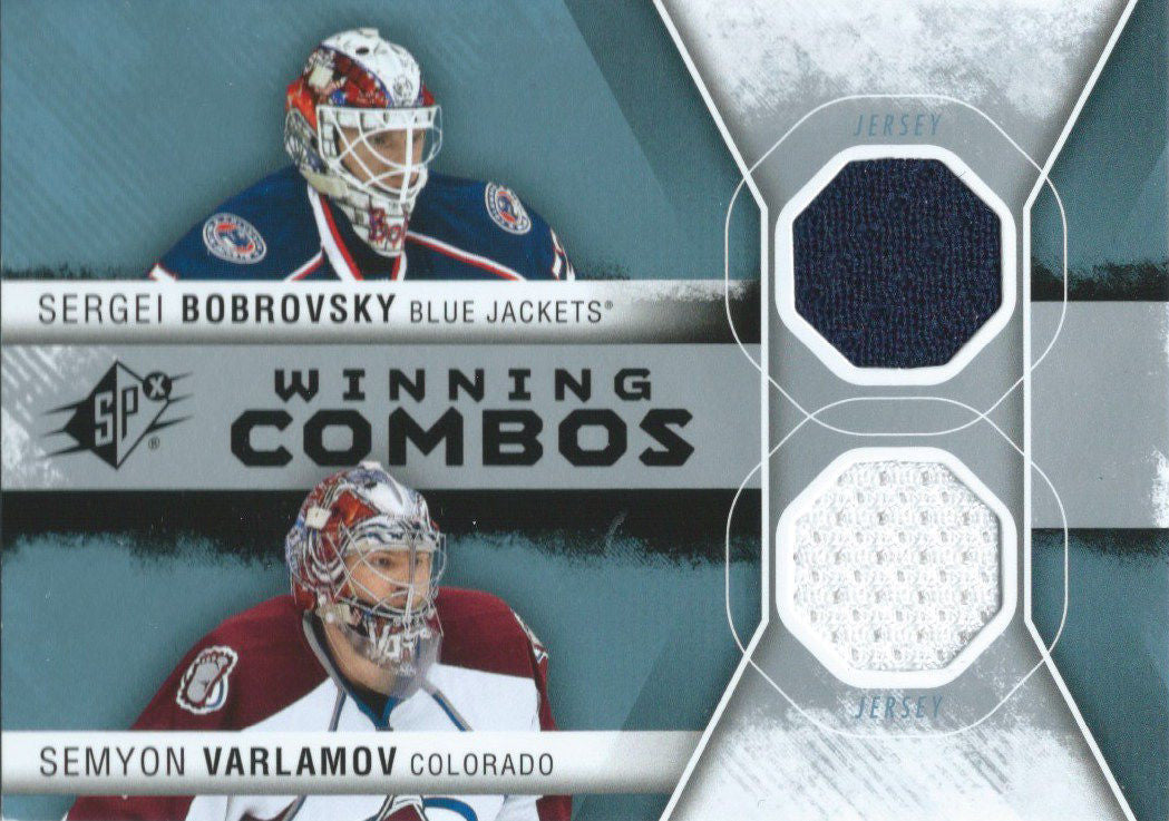 2014-15 Upper Deck SPX Combos BOBROVSKY / VARLAMOV Dual Jersey NHL 01805