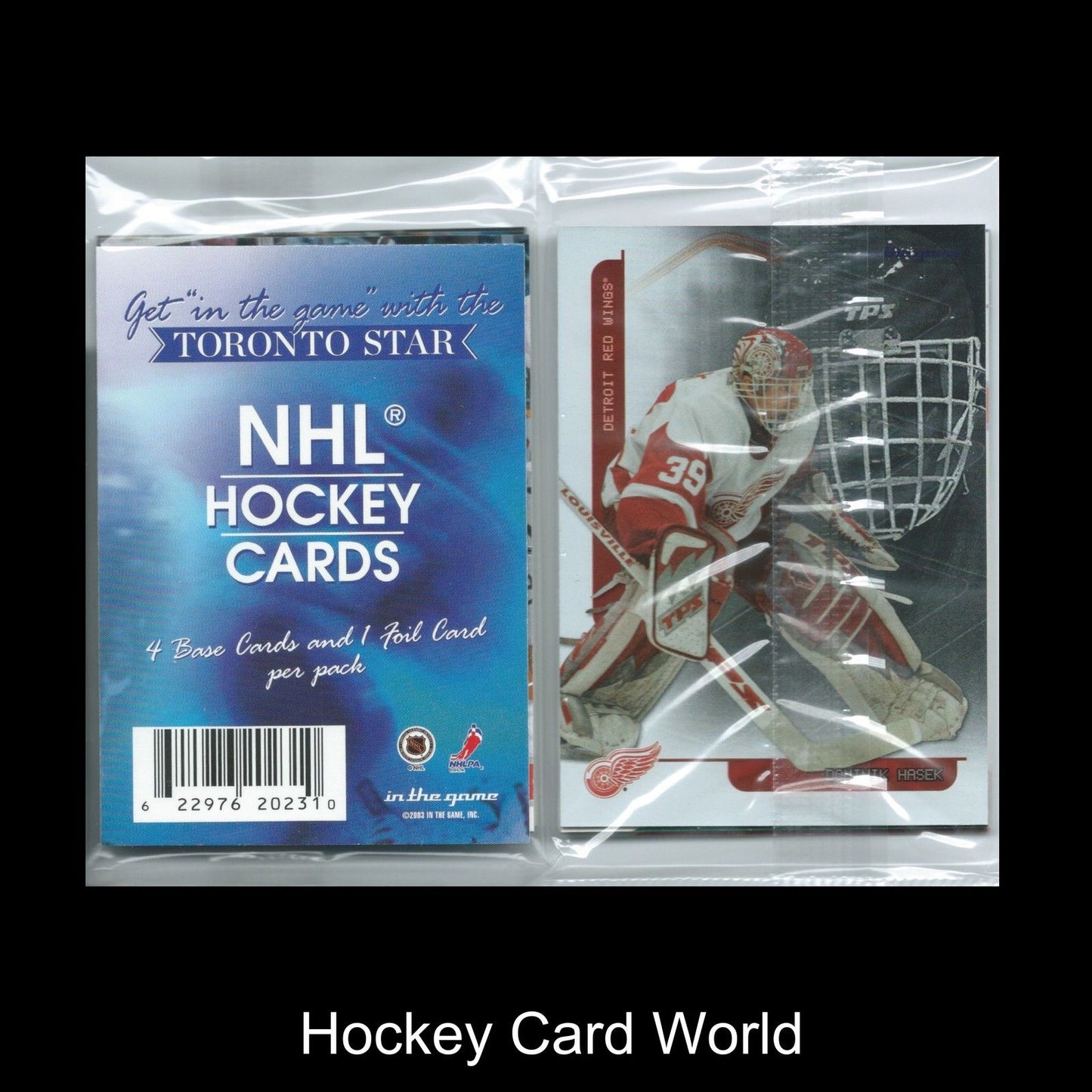 2003-04 In The Game Toronto Star Pack - Dominik Hasek Foil + 4 cards Image 1