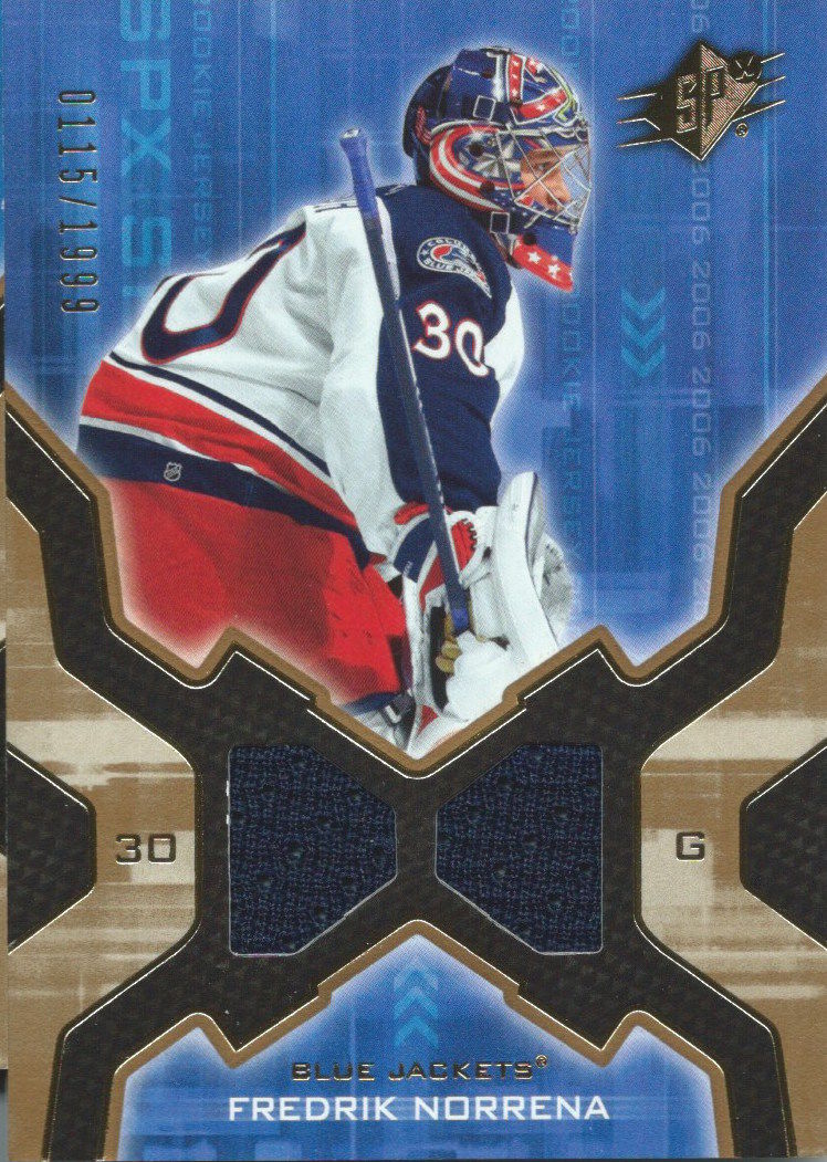 2006-07 Upper Deck SPX FREDRIK NORRENA Rookie RC 115/1999 Jersey 02589 Image 1