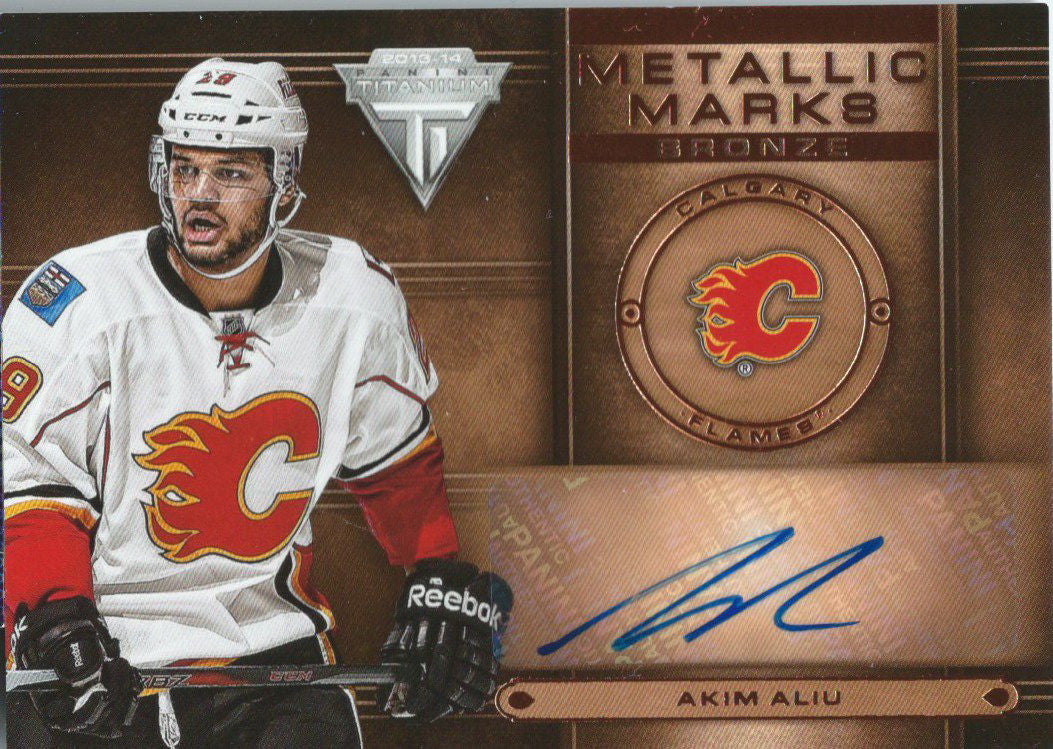2013-14 Panini Titanium Metallic Marks AKIM ALIU Signature Auto NHL 02649