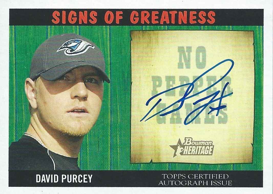 2005 Bowman Heritage Signs Of Greatness DAVID PURCEY Auto 01295 Image 1