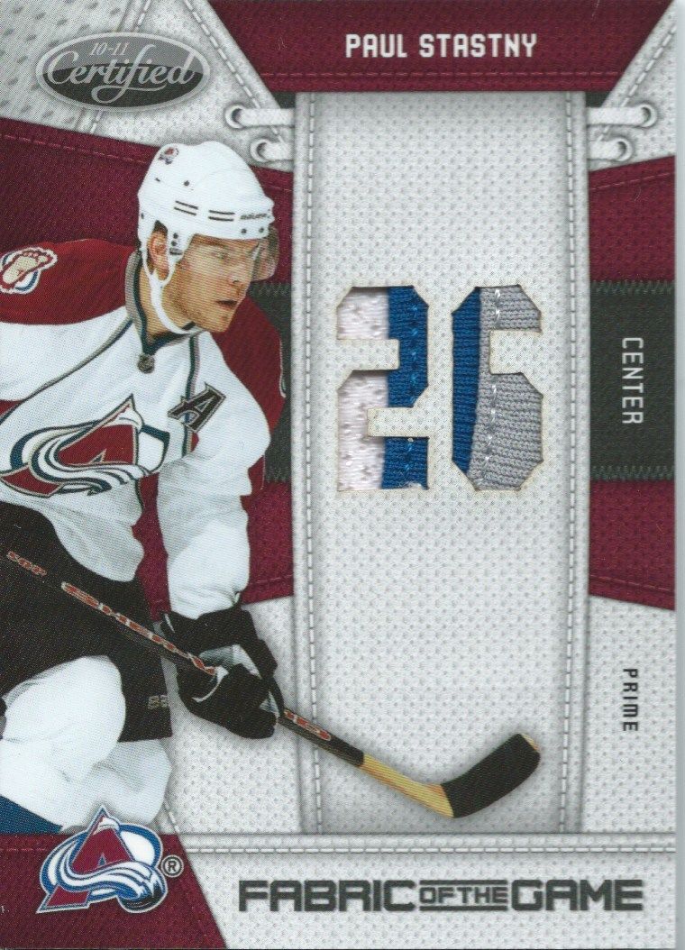 2010-11 Certified Fabrics Prime PAUL STASTNY 7/10 Jersey 3clr $100 01640 Image 1