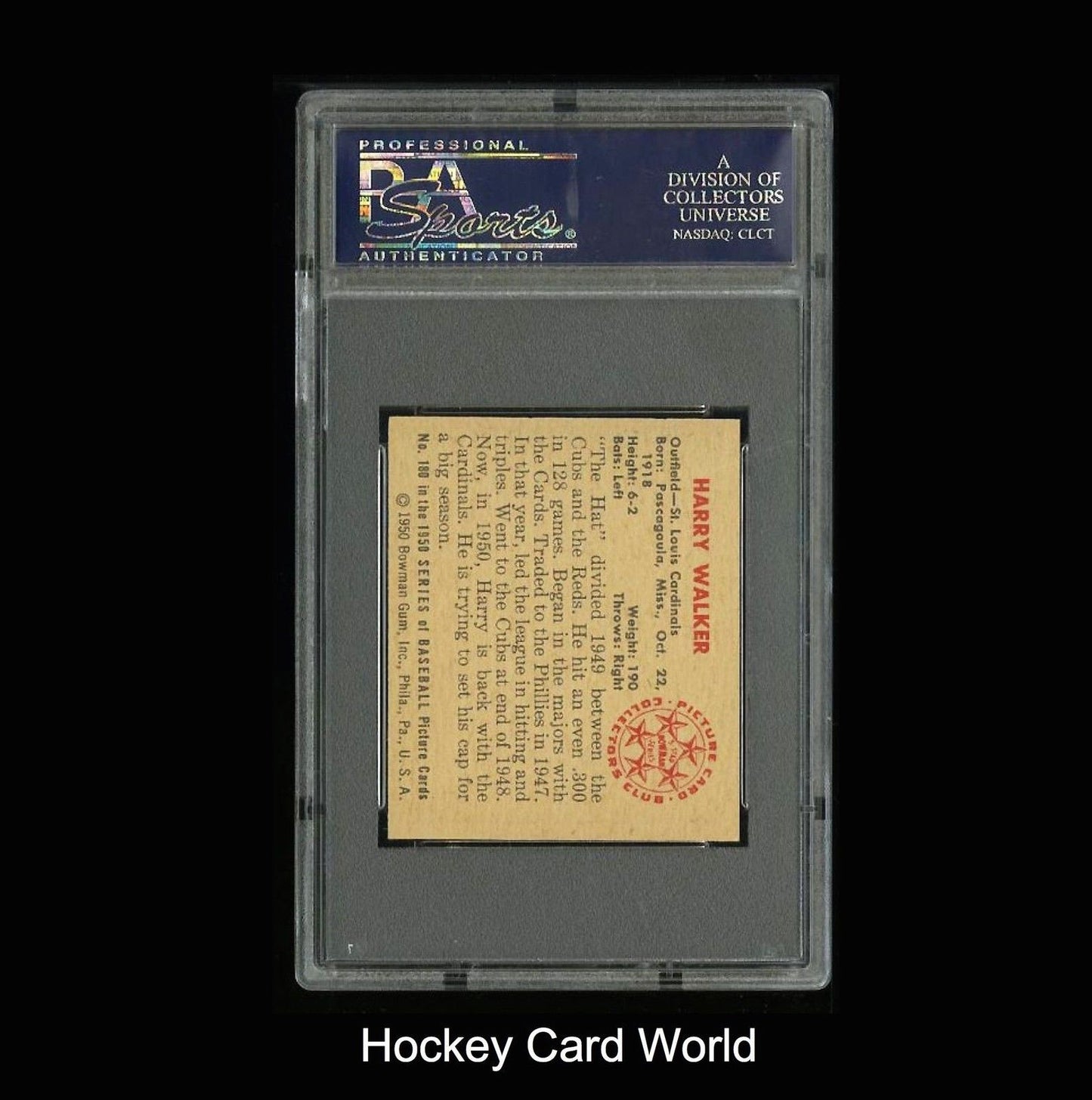 1950 Bowman #180 HARRY WALKER PSA 8 Baseball Card MLB