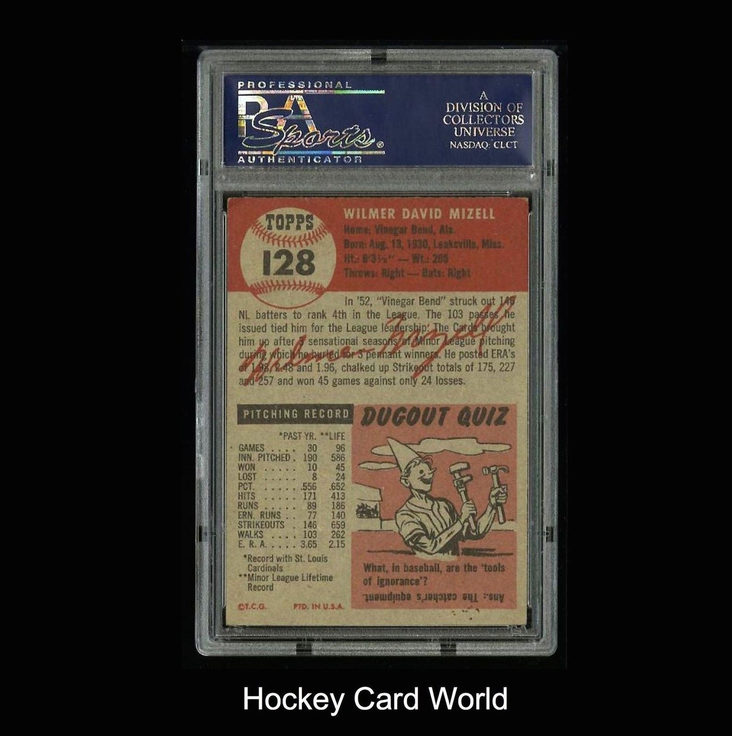 1953 Topps #128 WILMER MIZELL PSA 5 Baseball Card MLB