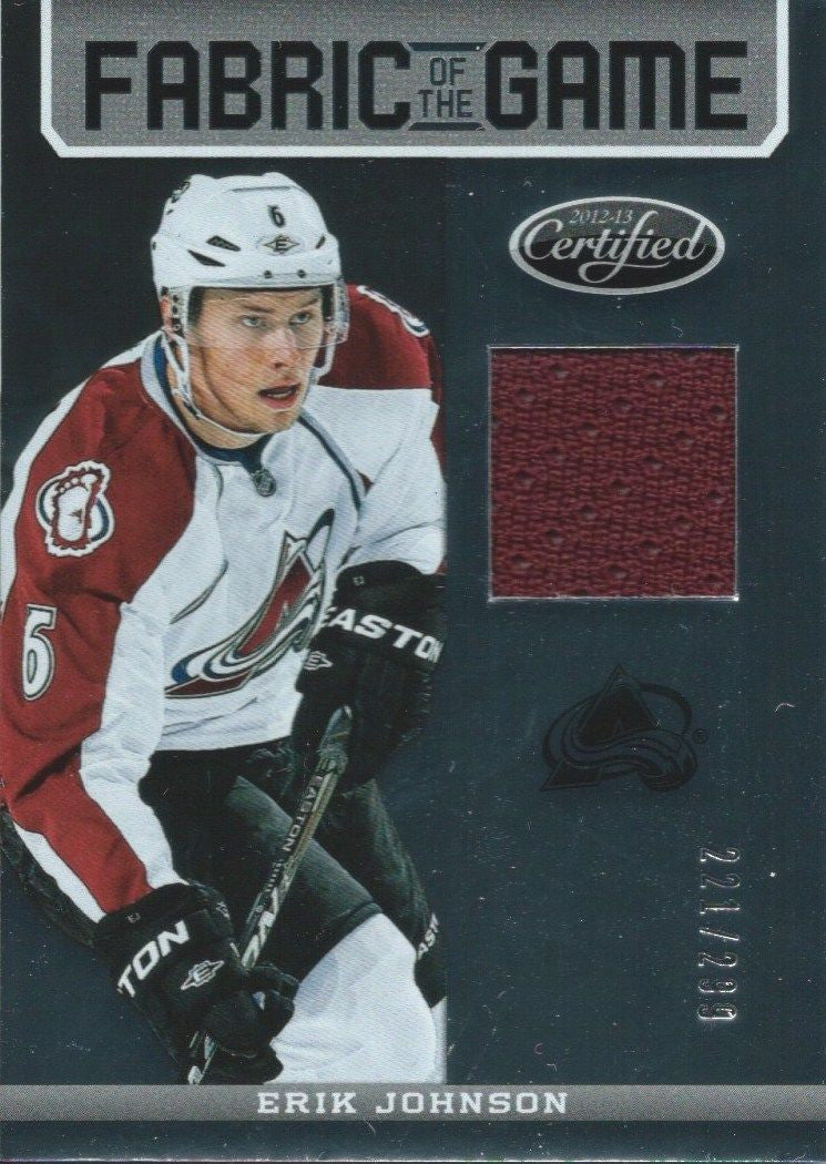 2013-14 Certified ERIK JOHNSON Jersey 221/299 NHL Fabric of Game 00777