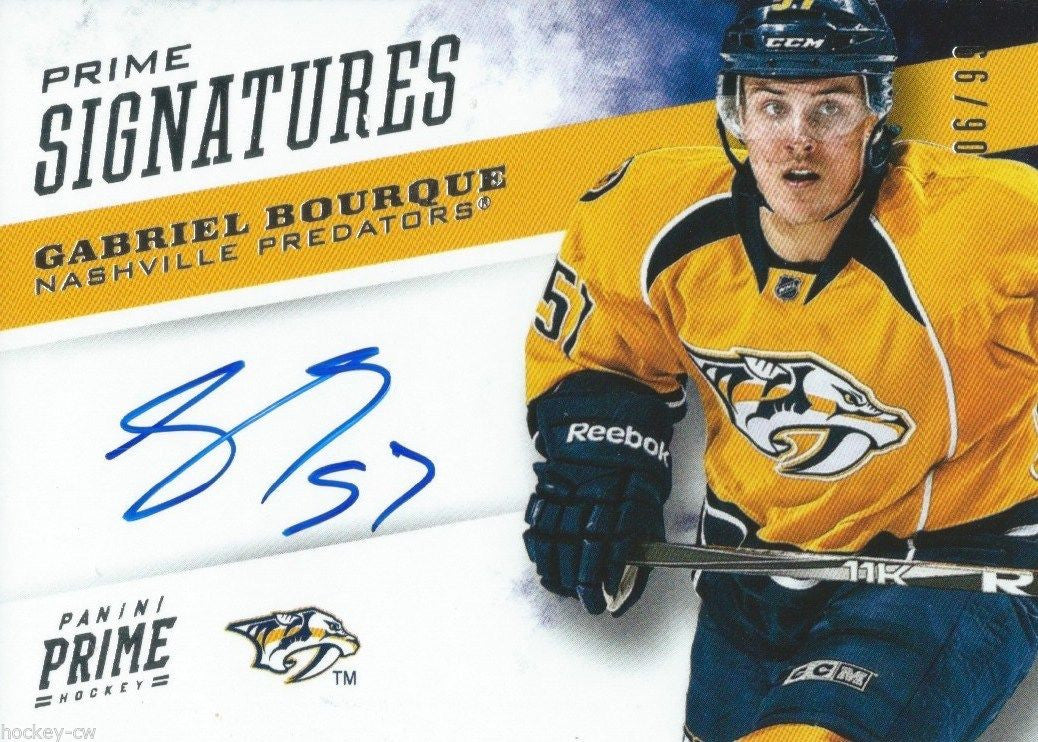 2012-13 Panini Prime Signatures GABRIEL BOURQUE 66/90 Autograph Auto 00117