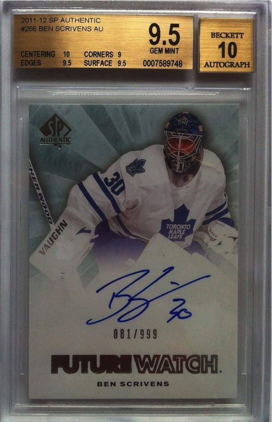 2011-12 SP Authentic BEN SCRIVENS Auto RC BGS 9.5 - 81/999 BGS 10 Auto Image 1