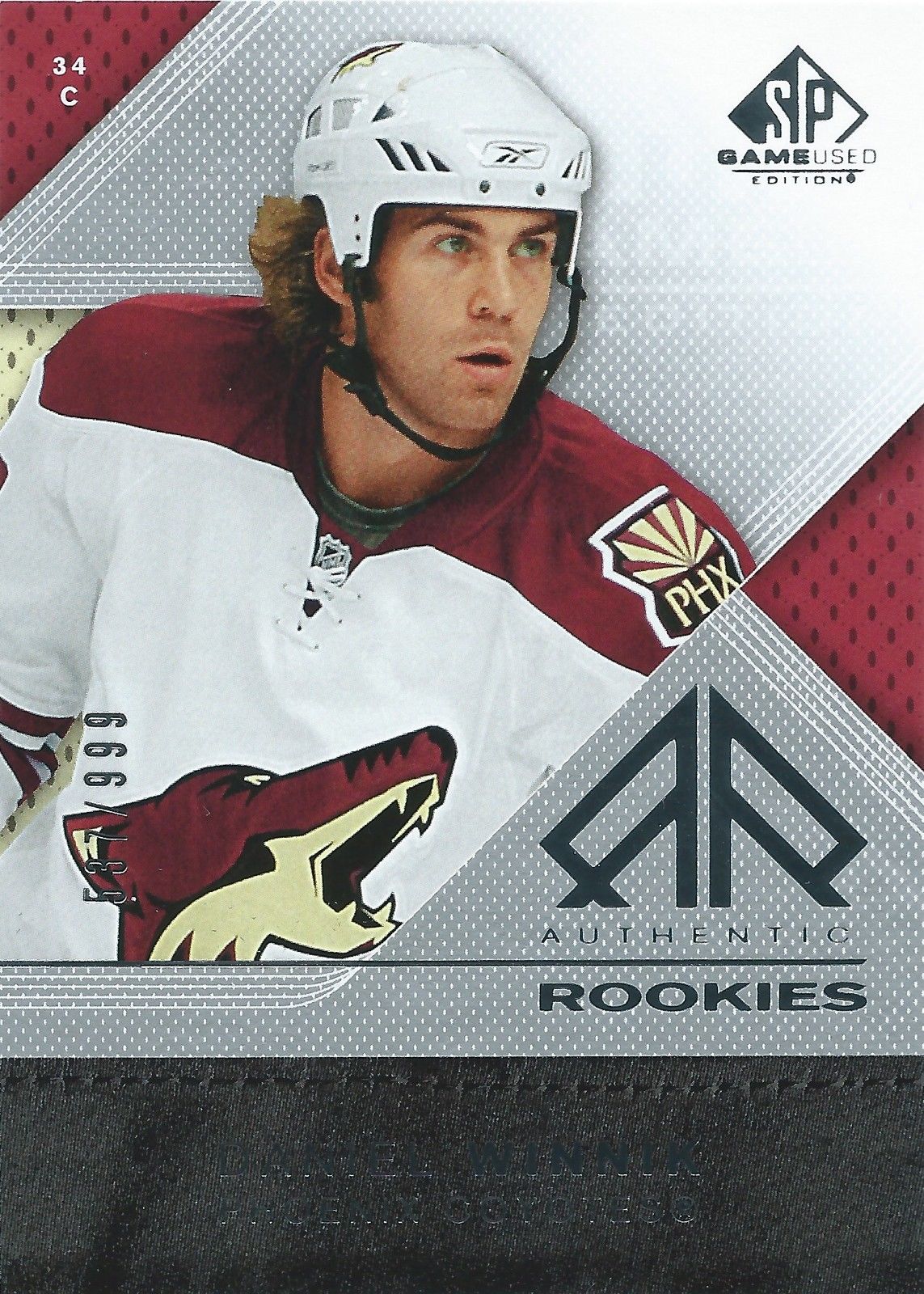 2007-08 SP Game Used DANIEL WINNIK Rookie /999 Upper Deck RC NHL 01562 Image 1