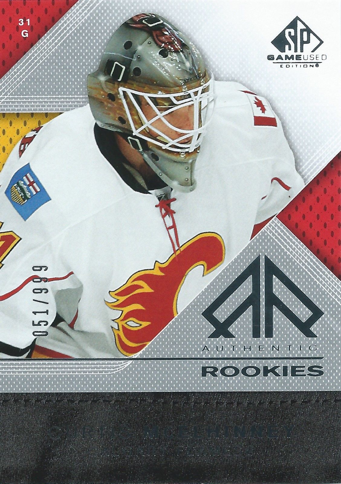 2007-08 SP Game Used CURTIS McELHINNEY Rookie /999 Upper Deck RC 01557 Image 1