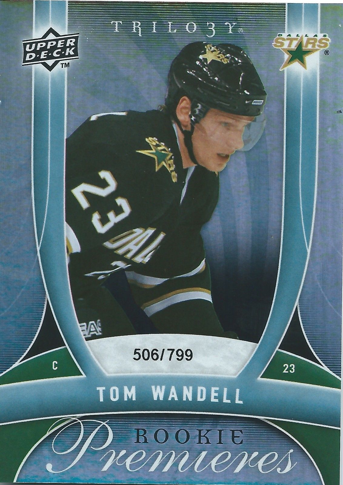 2009-10 UD Trilogy TOM WANDELL Rookie 506/799 Upper Deck RC NHL 00986 Image 1