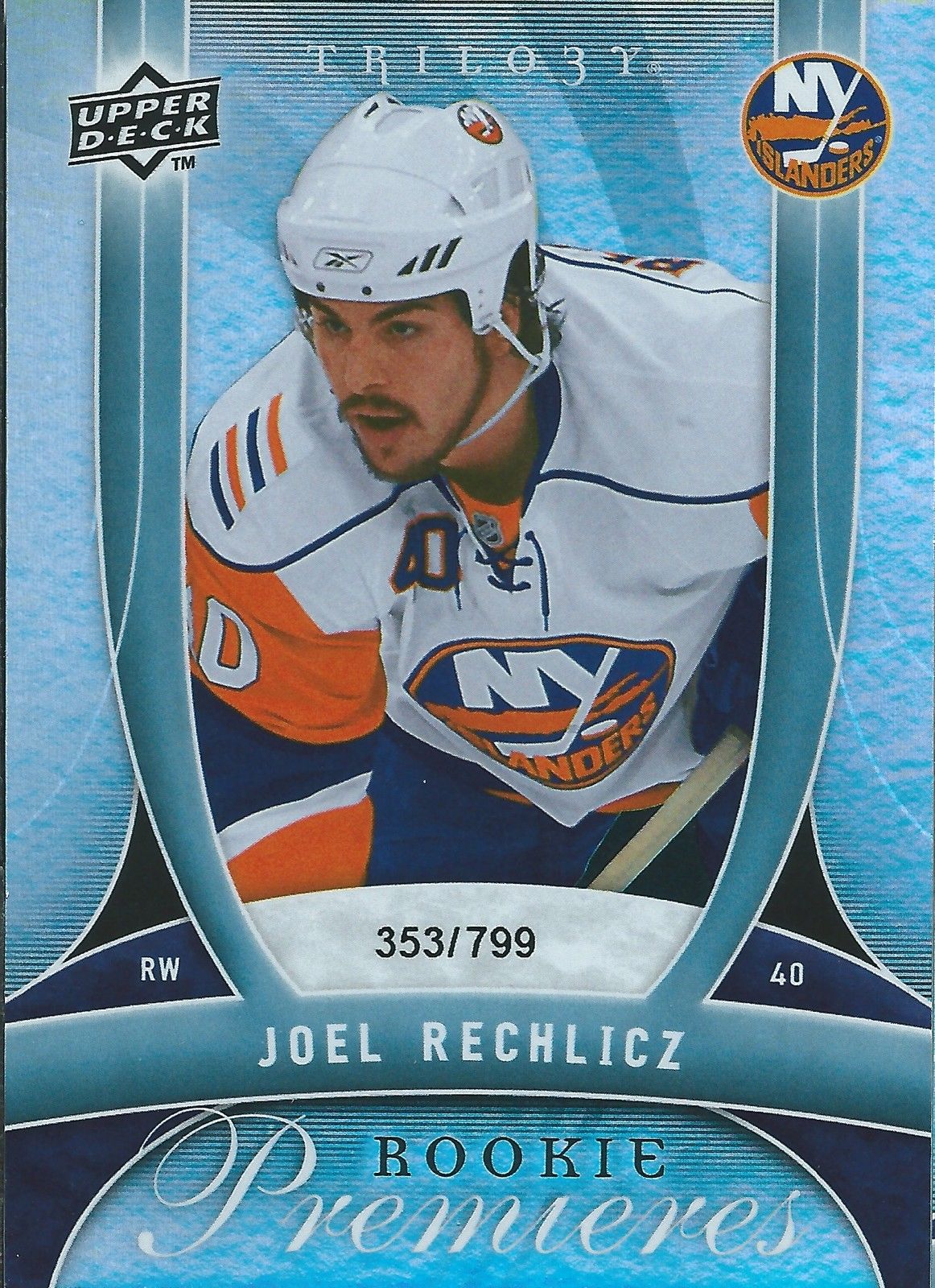 2009-10 UD Trilogy JOEL RECHLICZ Rookie 353/799 Upper Deck RC NHL 00987 Image 1