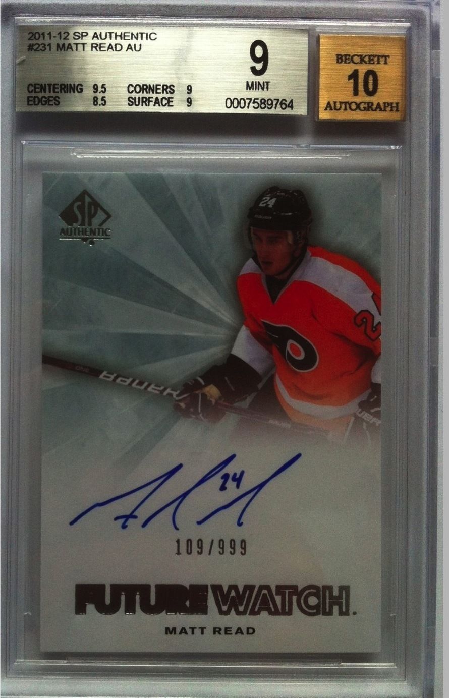 2011-12 SP Authentic MATT READ Auto RC BGS 9 - 109/999 BGS 10 Auto Image 1