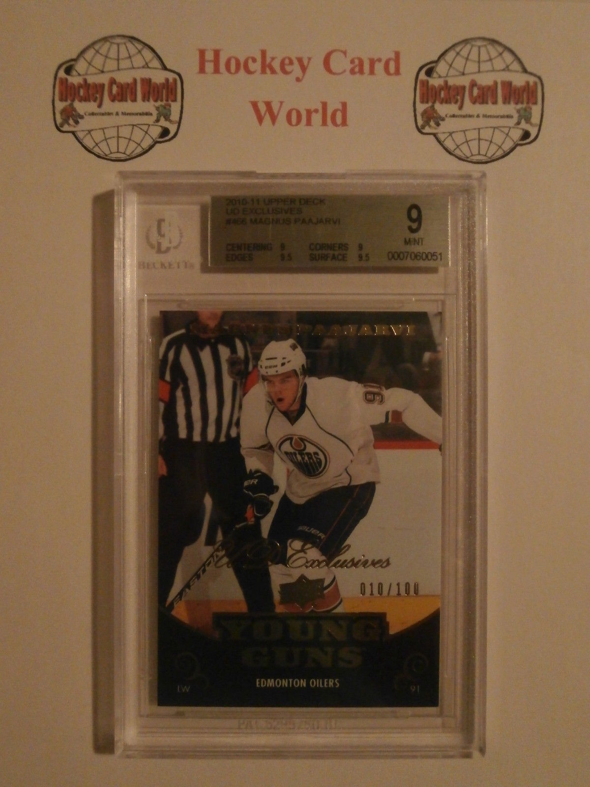 2010-11 Upper Deck Exclusives 10/100 MAGNUS PAAJARVI BGS 9 Young Guns RC Image 1