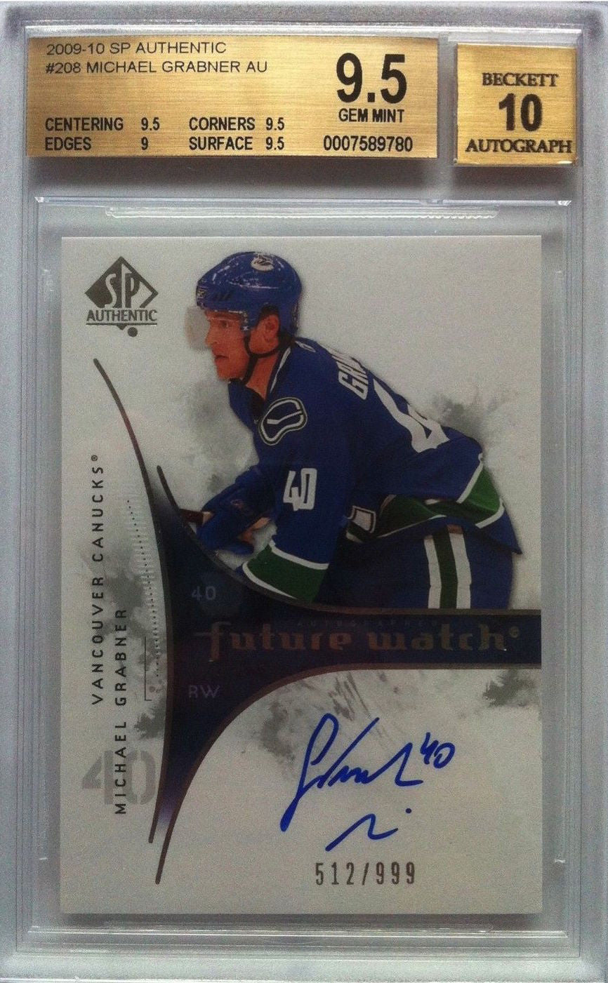 2009-10 SP Authentic MICHAEL GRABNER Auto RC BGS 9.5 - 512/999 BGS 10 Auto