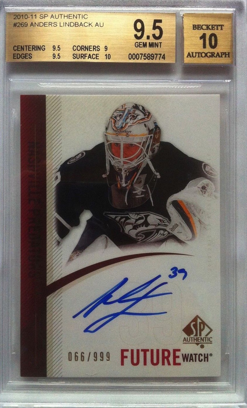2010-11 SP Authentic ANDERS LINDBACK Auto RC BGS 9.5 - 66/999 BGS 10 Auto Image 1