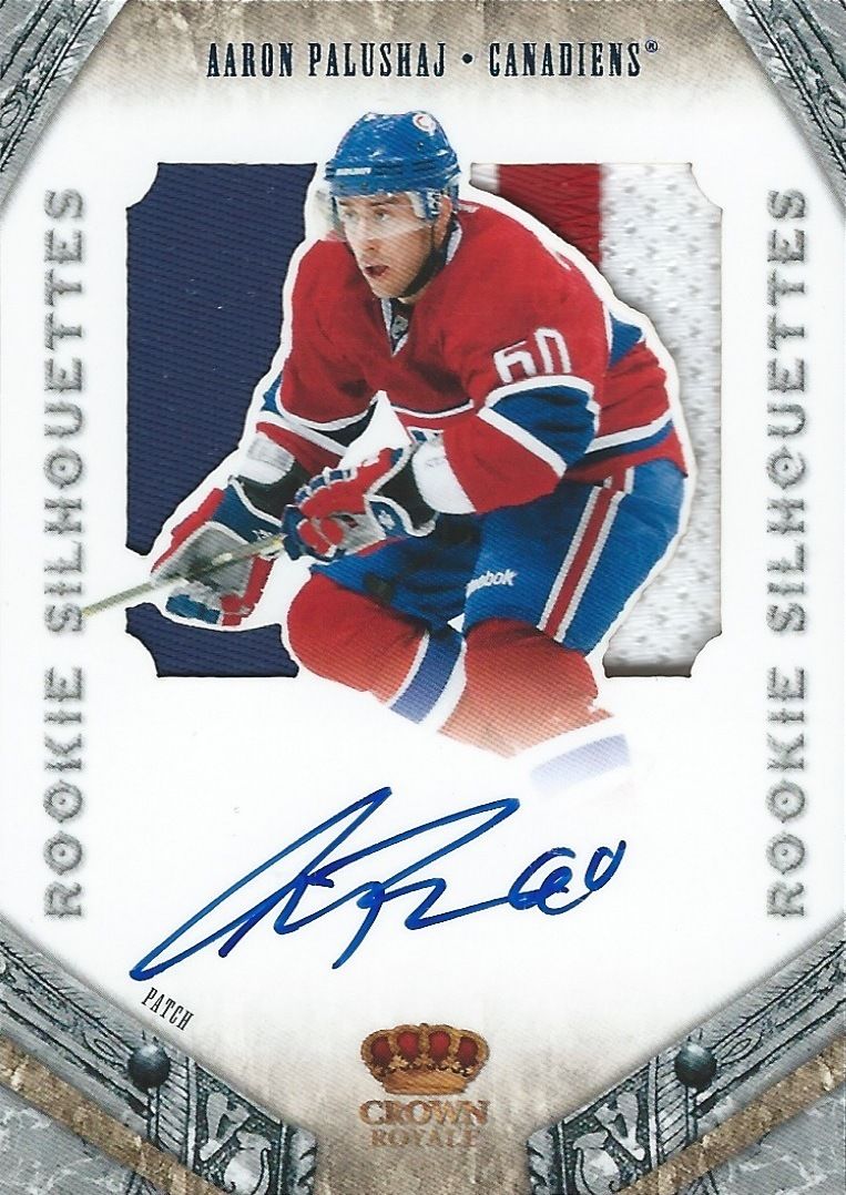 2011-12 Crown Royale Silhouettes AARON PALUSHAJ Patch 2/25 Auto Rookie Image 1