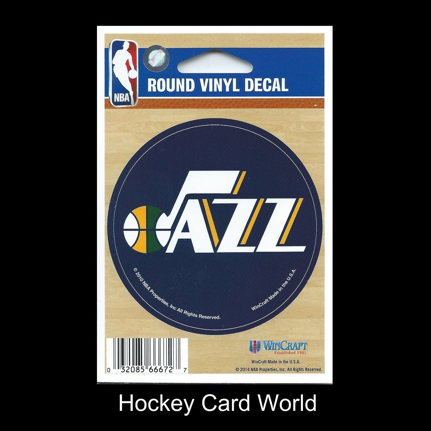 Utah Jazz (Wood) 3" Round Vinyl Decal Sticker NBA Licensed In/Outdoor Image 1