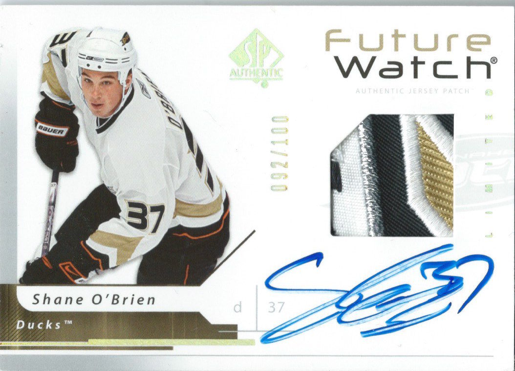 2006-07 SP Authentic Limited SHANE O'BRIEN Patch/Auto 4CLR 92/100 RC 01642 Image 1
